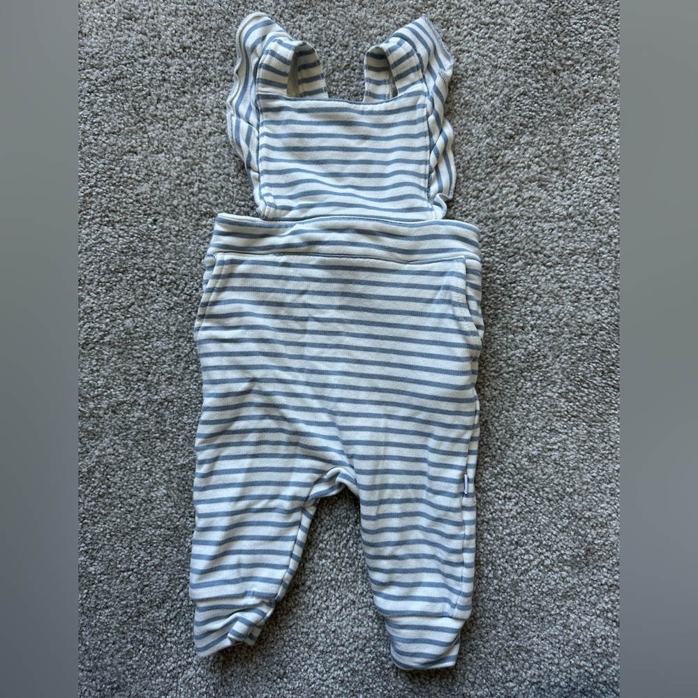Little Sleepies Play Bamboo Blue and White Striped One Piece Overalls